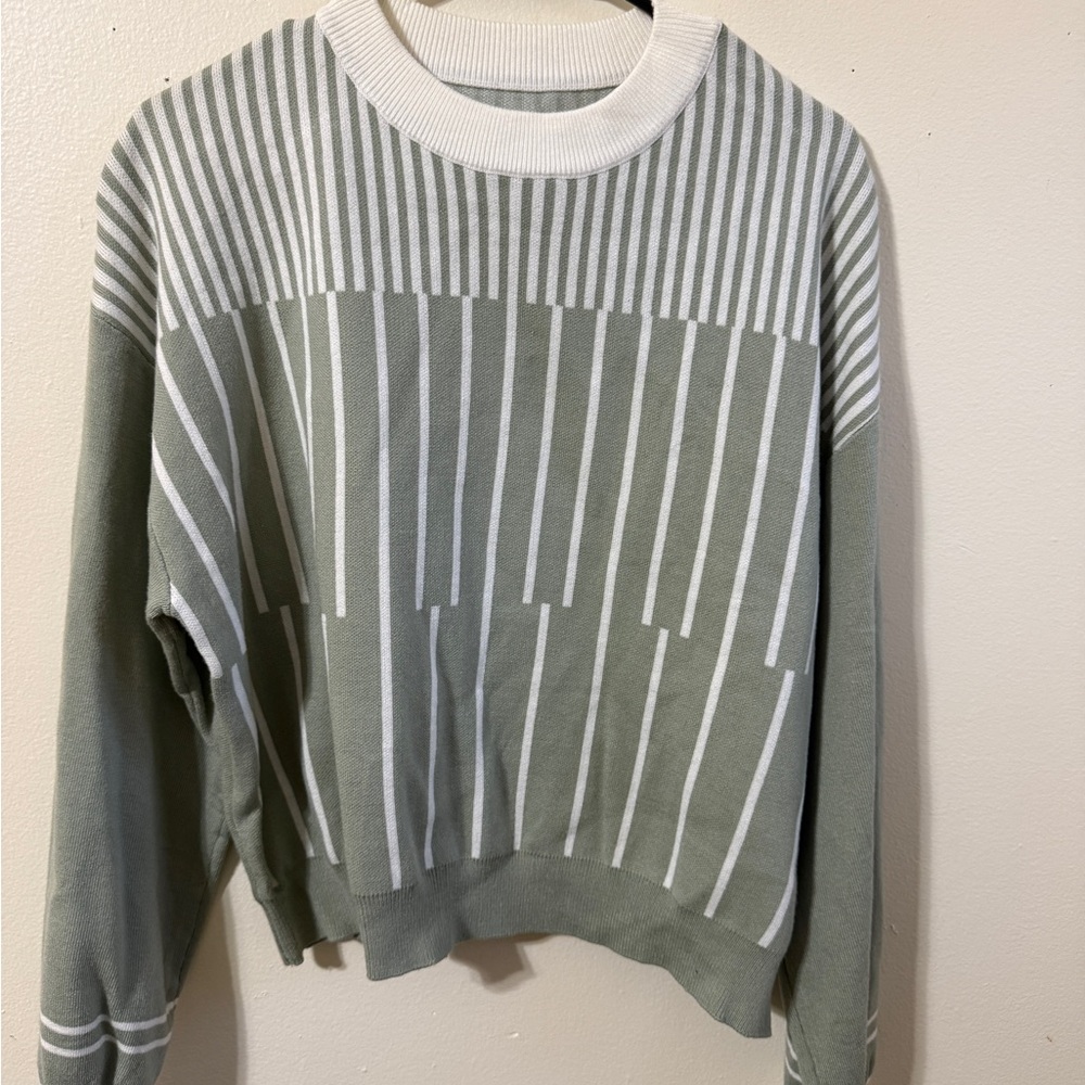 Striped Green and White Sweater Size XL